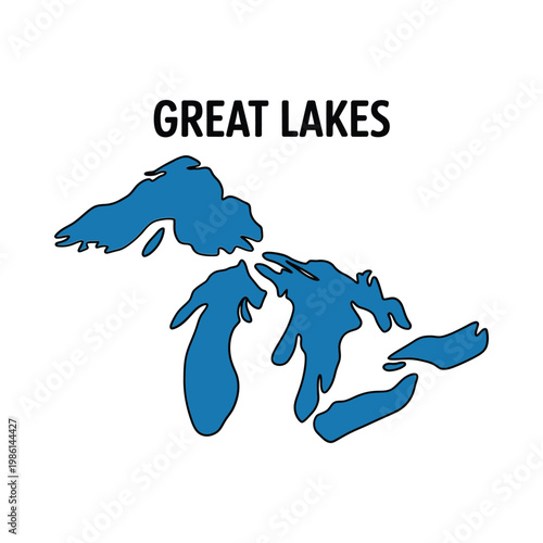 Illustration depicting the great lakes of north america showcasing their unique shapes and relative positions