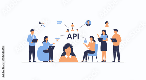API Collaboration Scene with Diverse Team
