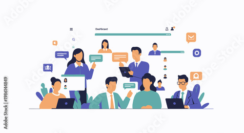 Team of professionals collaborating in a modern office environment