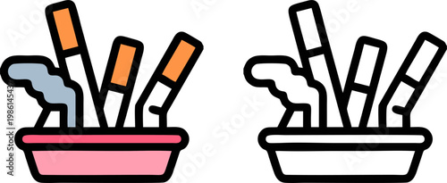 Ashtray with burning cigarettes vector illustration