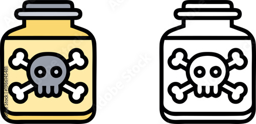 Poison bottle with skull and crossbones vector icon