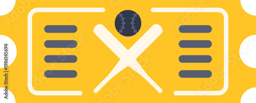 Baseball ticket with crossed bats and ball, representing sports events