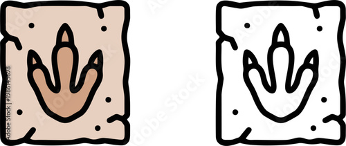 Dinosaur footprint fossil in rock vector graphic