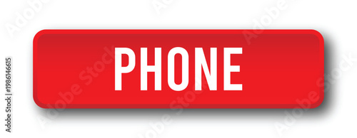 Red Phone Button with Rounded Shape and Shadow for Contact Interface Control in Modern UI Design