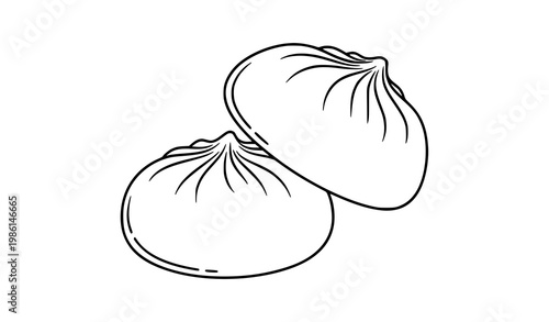 Steamed buns stacked line icon vector illustration Asian food dumpling minimalist outline design