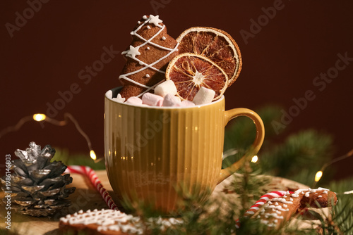 Cup of hot cocoa with marsh...