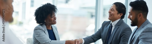 Business partners shaking hands during meeting in office Free Download Business partners shaking hands during meeting in office - GFXLoad