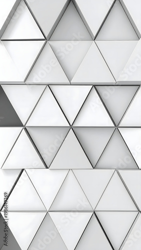 Abstract geometric background of white triangles in a repeating pattern with geometric triangles abstract background minimalist decoration structure symmetry dimensional monochrome contrast