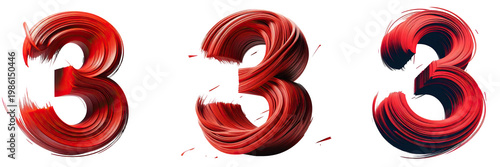 Artistic number 3 symbols for a fancy and graphic work