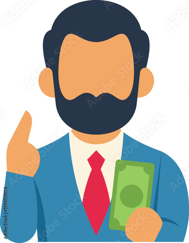 Businessman holding money, showing success and financial growth