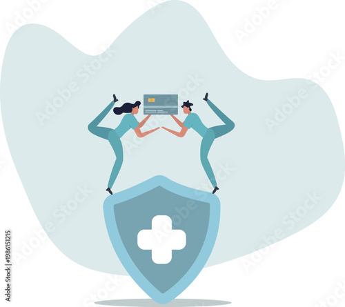 Health insurance.Doctor offering medical insurance policy contract..Medicine and healthcare concept.person's life situation and his activities.