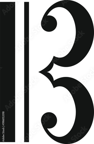 C clef musical symbol representing musical notation on a white background