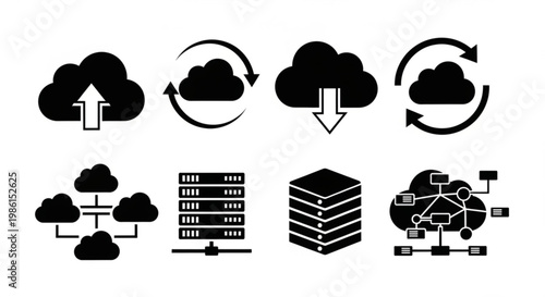 Black vector silhouettes and icons set featuring people in fashion hats and caps for web design illustration