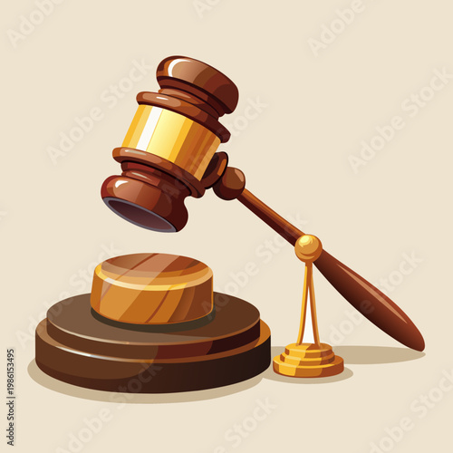 wooden gavel on white background