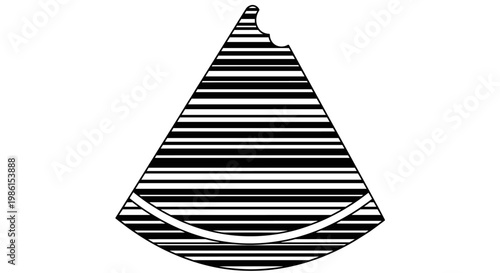 Abstract black and white illustration of a watermelon slice transformed into a barcode, blending food and modern commerce.