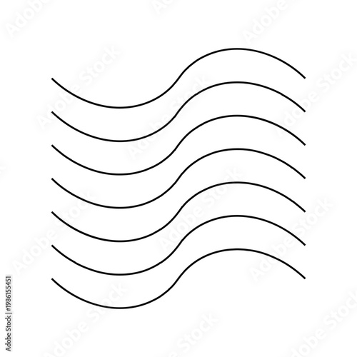 Wavy line set. Parallel flow Vector. Ocean wave symbol. Fluid motion pattern.