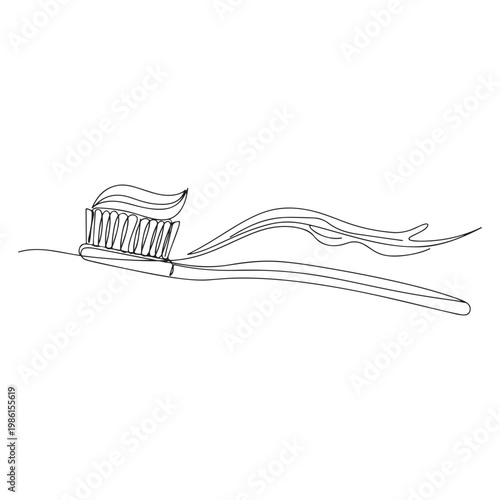 Toothbrush with toothpaste and wavy lines vector oral hygiene dental care personal care vector