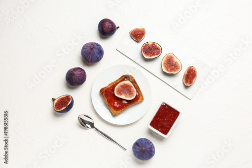 Bowl of sweet fig jam and p...