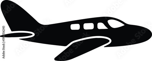 Silhouette airplane flying fast through the sky vector design