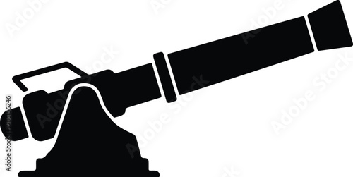 Silhouette ancient cannon on stand isolated white background vector design