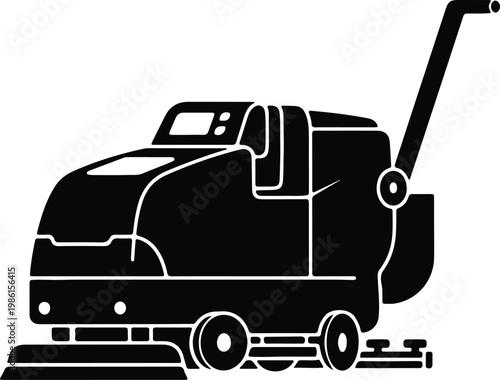 Silhouette floor cleaning machine for janitorial services vector design