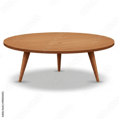 Round Wooden Coffee Table Mid Century Modern Furniture Vector Illustration
