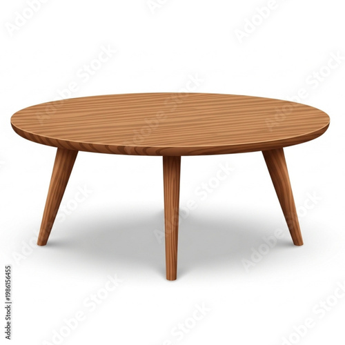 Round Wooden Coffee Table Mid Century Modern Furniture Vector Illustration