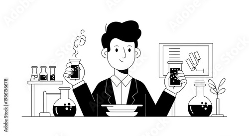 Scientist in Lab Demonstrating Chemical Experiments