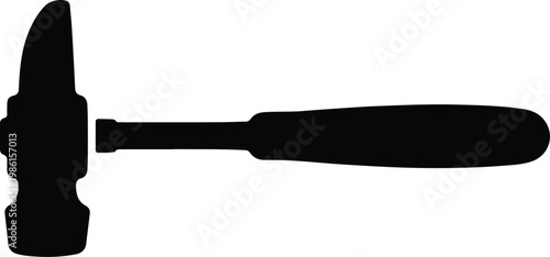 Silhouette of a metal forging hammer with a wooden handle vector design