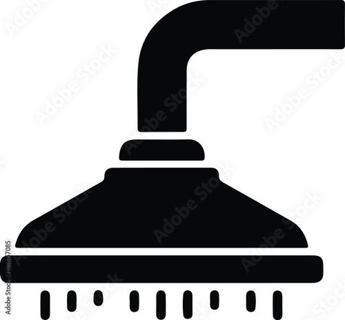 Silhouette of a modern shower head with water droplets vector design
