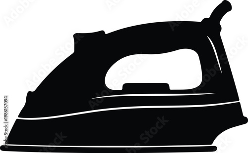 Silhouette of a modern steam iron for household cleaning vector design