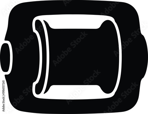 Silhouette of a spool for thread or yarn with white outline vector design