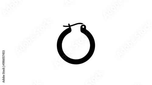 Hoop earring icon in minimal black silhouette style