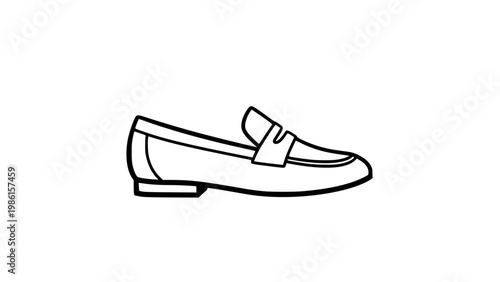 Classic loafer shoe icon in black outline style