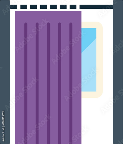 Voting booth with purple curtain for ballot privacy and election secrecy