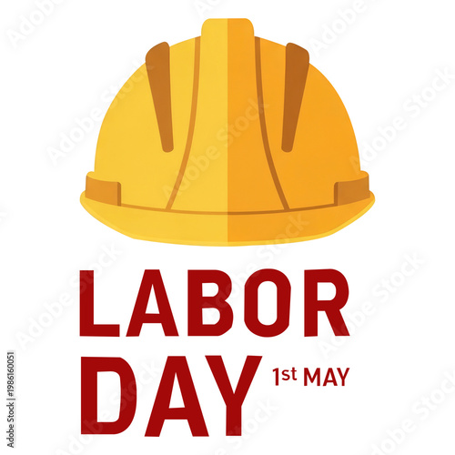 Labor day celebration with hard hat on transparent background