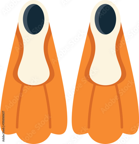 Orange flippers ready for summer vacation water sports