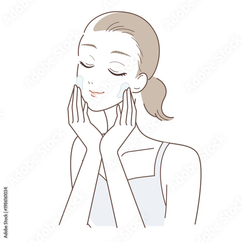 美肌に満足する女性のスキンケアイメージ（素肌・保湿・リラックス）