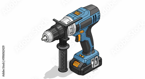 Cordless Drill with Auxiliary Handle for Enhanced Control.