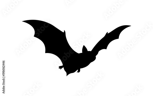 Canvastavla Silhouette of a flying spooky vampire bat with open spread wings