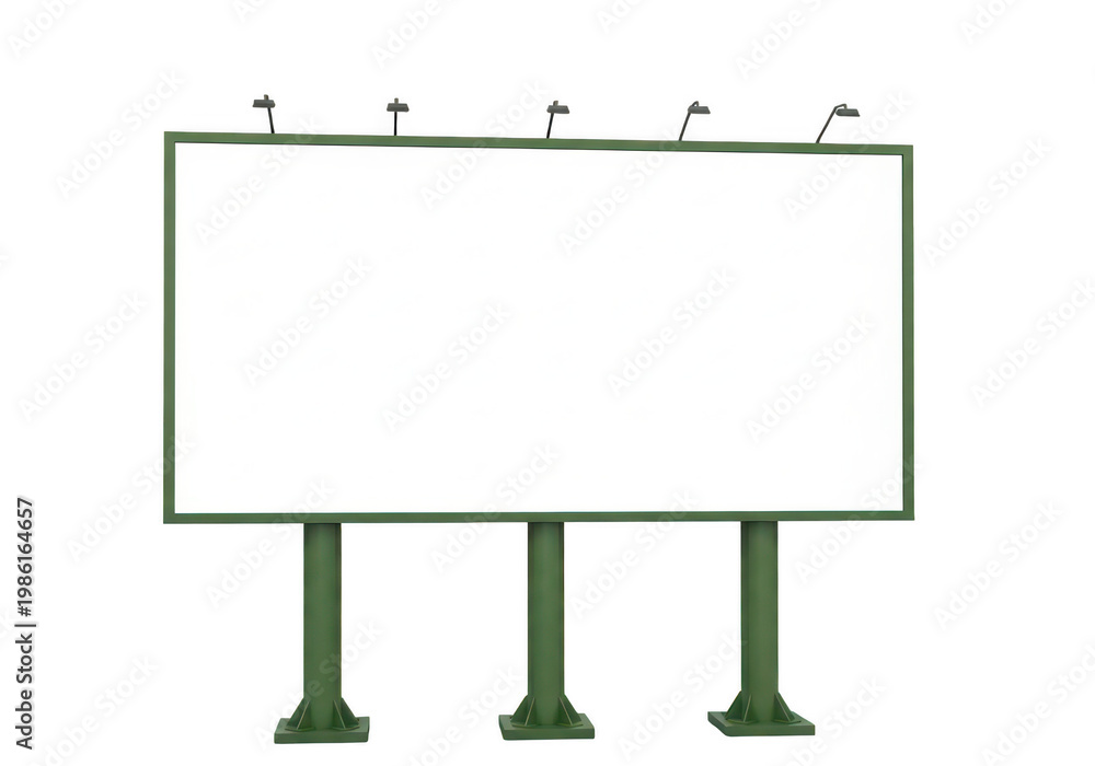 Obraz premium Large rectangular outdoor billboard structure with a blank white display area and mounted lights