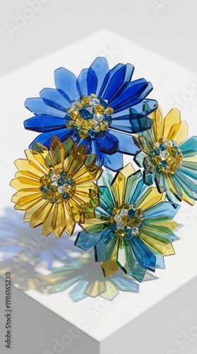 Colorful Glass Flower Arrangement Glass Flowers Colorful Decor Home Decoration Artistic Arrangement Vibrant Colors Floral Design Blue Flowers. Concept featuring glass flowers, colorful decor, home ...