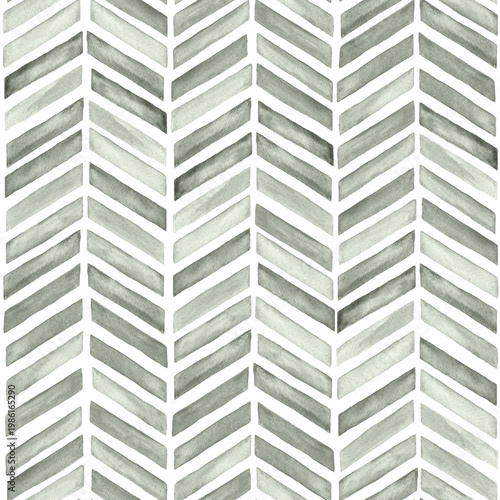 Watercolor painted green chevron herringbone timeless classic seamless pattern background