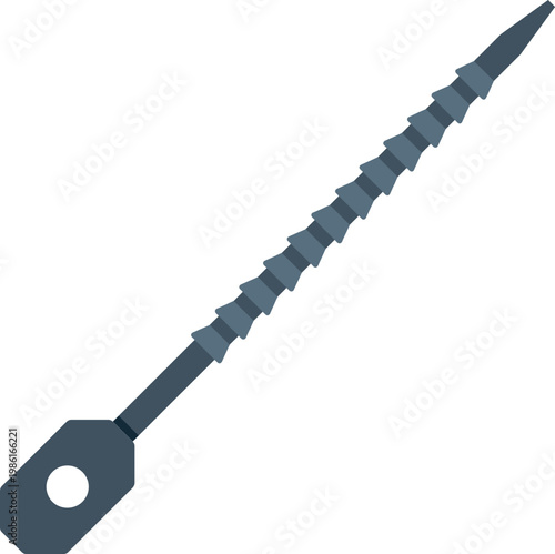 Detailed illustration of a metal orthopedic bone screw used for surgical bone fixation