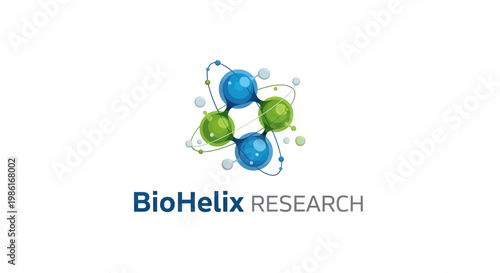 BioHelix Research logo with molecular design.