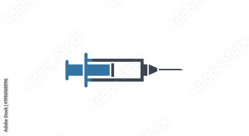 Medical Syringe Icon, Injection Needle, Vaccination Symbol - Clean Vector Illustration
