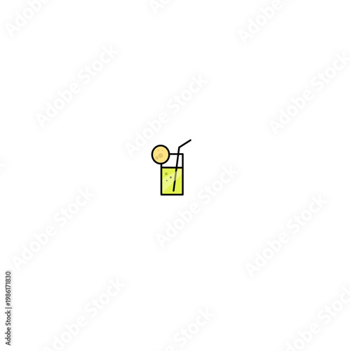 A simple illustration of a glass of lemonade with a lemon slice and a straw