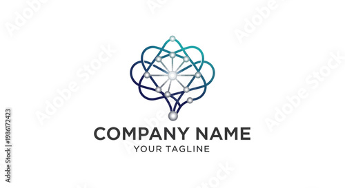 Company logo with brain symbol.