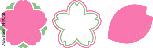 桜のフレーム型シンプルアイコン 春のお花見装飾素材（Cherry Blossom Frame Icon for Spring Design）
