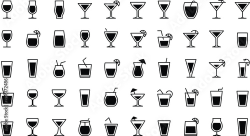 Black and white line of various household and utensils black and white household utensils line kitchenware